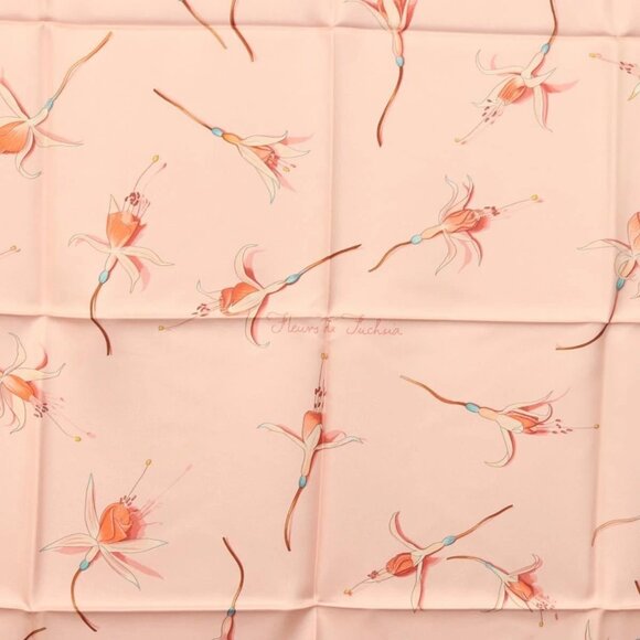 HERMES Carre 90 Scarf ""Fleurs De Fuchsia"" Silk Pink Auth am8730 - Picture 11 of 16